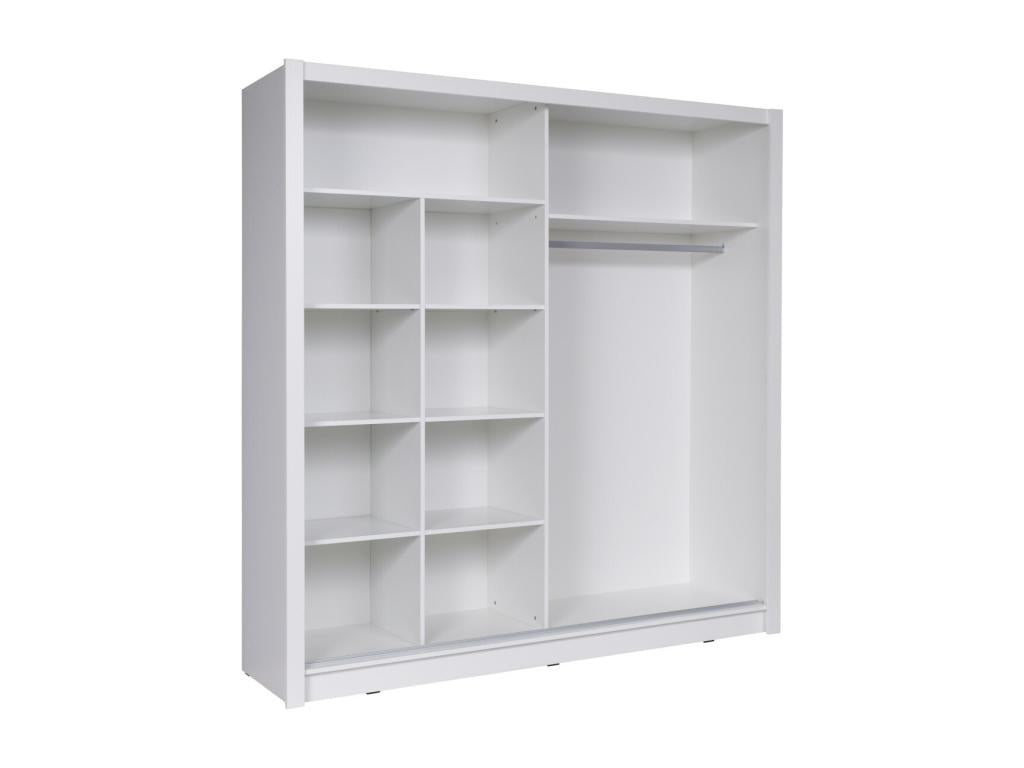 Armoire 2 portes coulissantes avec miroir oblique 205 cm - blanc - Collection Decohaute MXRB43512