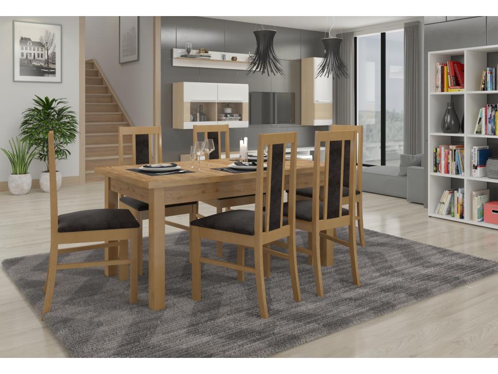 Chaise bois clair de hêtre et tissu Domopure-Tissu 27129 ECUR62892