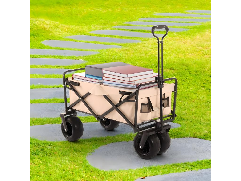 Domopure KIHF51284 Folding Trolley for Garden, Camping, and Beach - 100kg Capacity