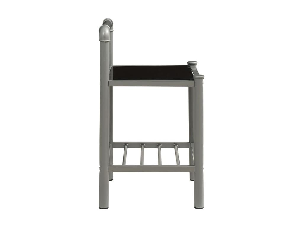 Table de chevet Gris et noir 45x34.5x62.5 Métal et verre LFCN92892