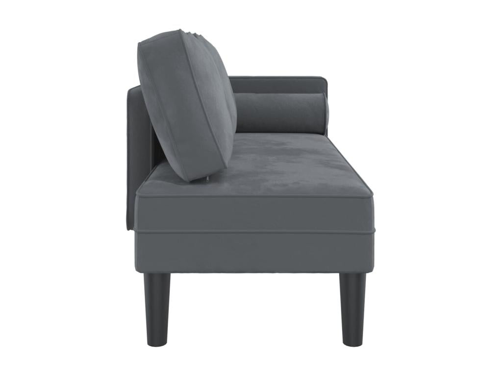 Domopure Premium - Chaise longue avec coussins gris foncé velours UOJQ84869
