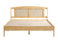 Double bed 160x200cm adult bed in rattan design with slatted base by Decohaute and natural PE rattan pine headboard SGLB10026