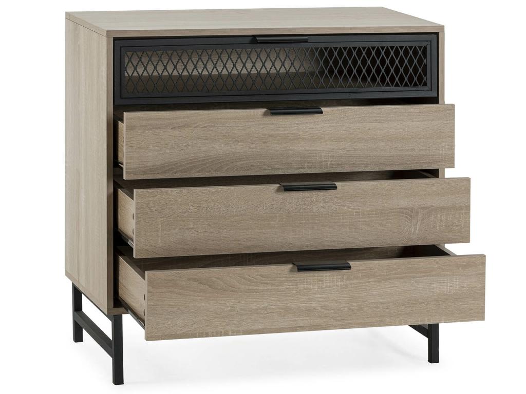 Domopure 3-drawer, 1-door bedside table, wood color NNYL35044