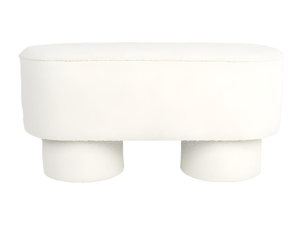 Domopure - Rounded bench in looped fabric, 93cm wide, White PTHU72728