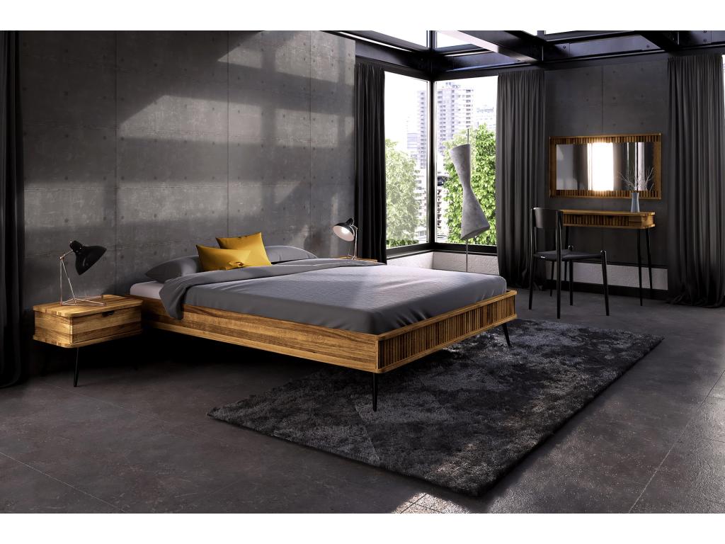 Domopure - Bed frame without headboard 100x200 in natural oiled wild oak BZMZ28456