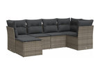 6-piece garden furniture set with grey resin wicker cushions GYMH49533