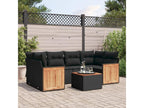 7-piece garden furniture set with cushions, black woven resin AZUQ71476