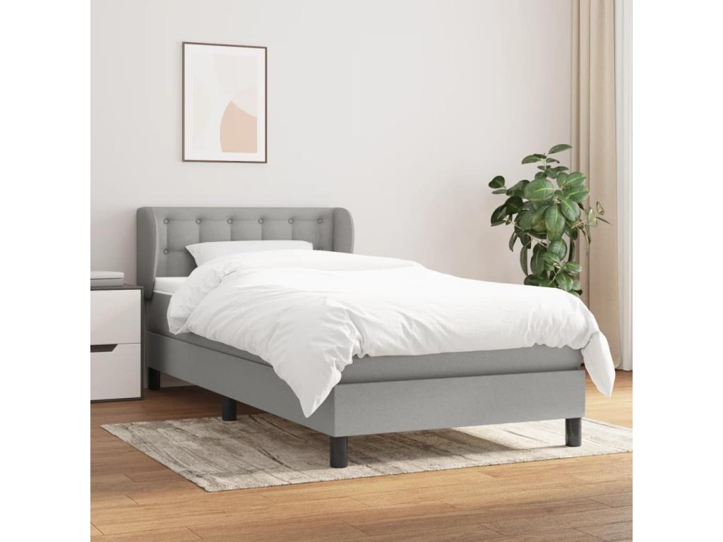 Domopure bed base and mattress, light grey, 90x190 cm, fabric XATP05476