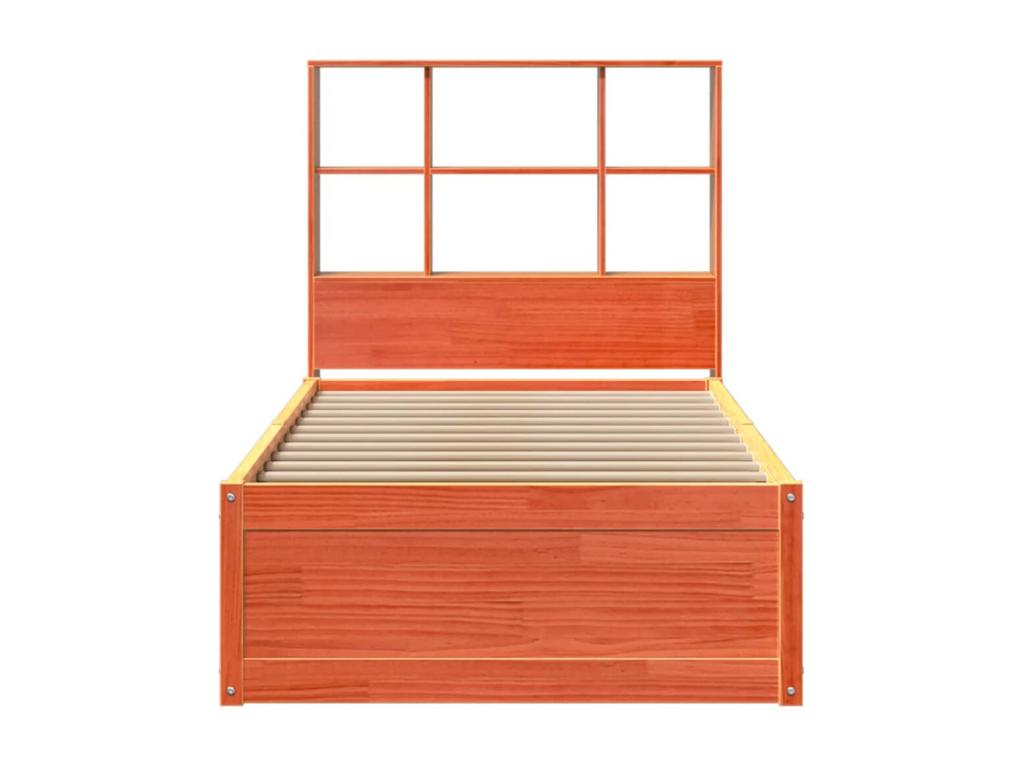 Bed frame without mattress brown wax 75x190 cm solid pine wood WLXE02003
