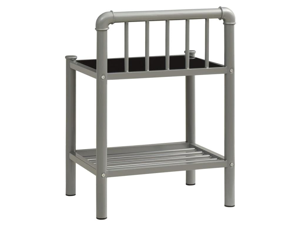 Table de chevet Gris et noir 45x34.5x62.5 Métal et verre LFCN92892