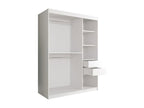 Domopure 242 White Marble Wardrobe - Matte White 200x150x62cm Sliding Wardrobe Doors ZYQU42511