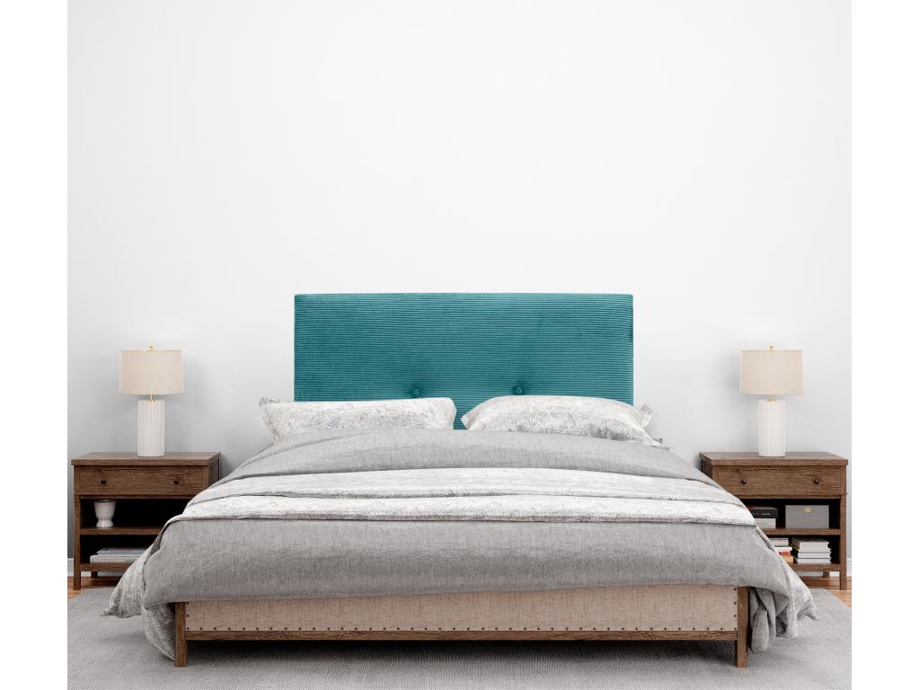 Domopure Plain Corduroy Headboard with Buttons 95x115 with Bed Legs 80/90 - Turquoise DVYE92346