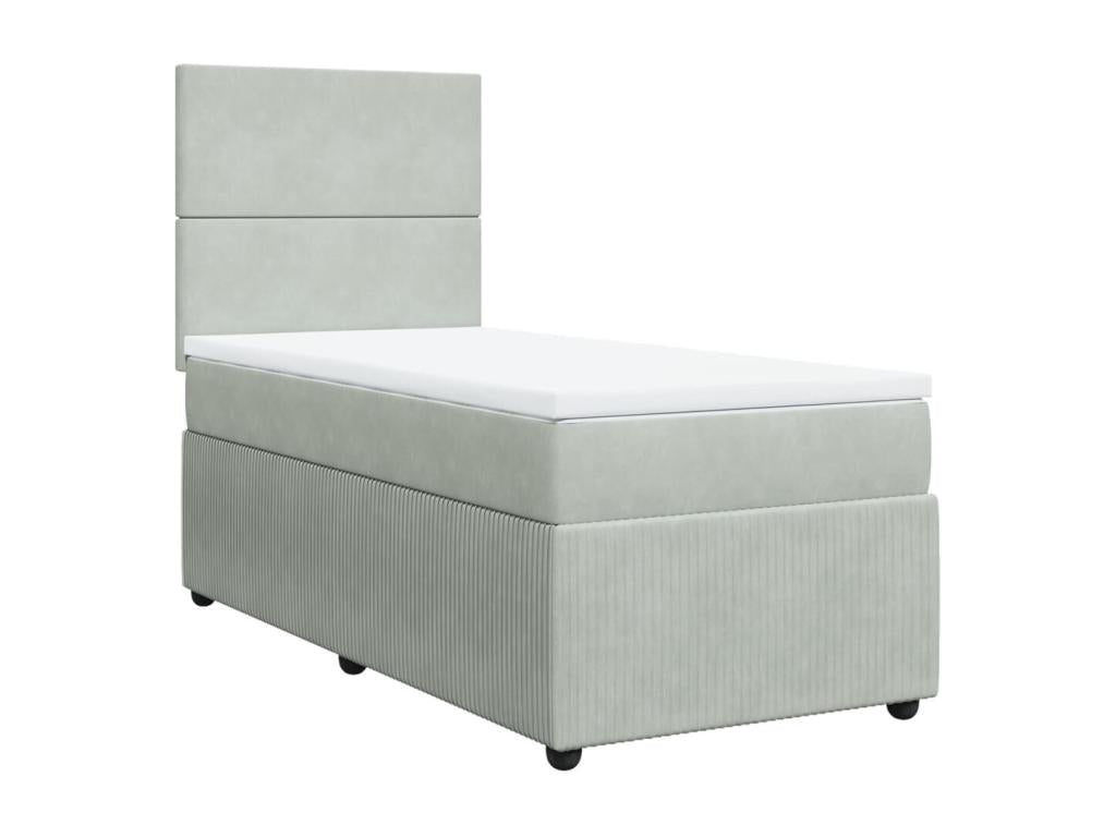 Domopure bed base and mattress, light grey, 80x200 cm, velvet, XHDP82492