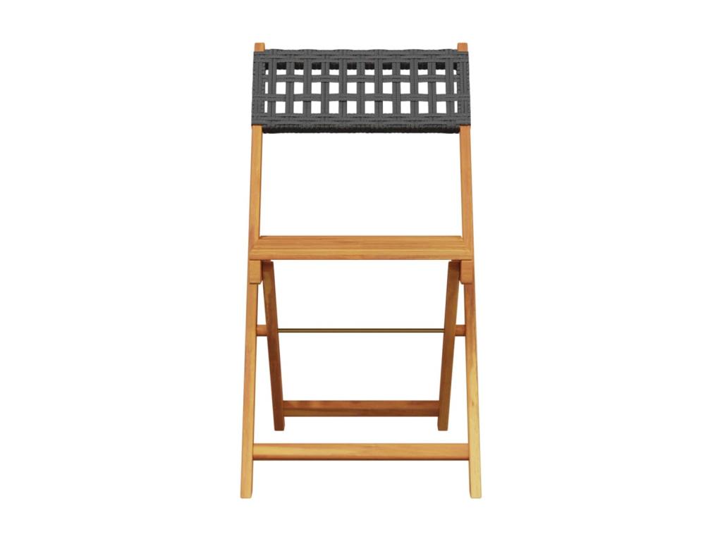 Chaises de jardin pliantes lot de 6 noir poly rotin bois massif MDZY33736