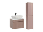 Domopure Rose and White 60cm Single Basin Vanity Unit and Tall Cabinet SJDJ01767