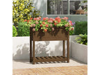 Planter with shelf, Honey brown, 82.5x34.5x81 cm, Pine wood, SYFA01208