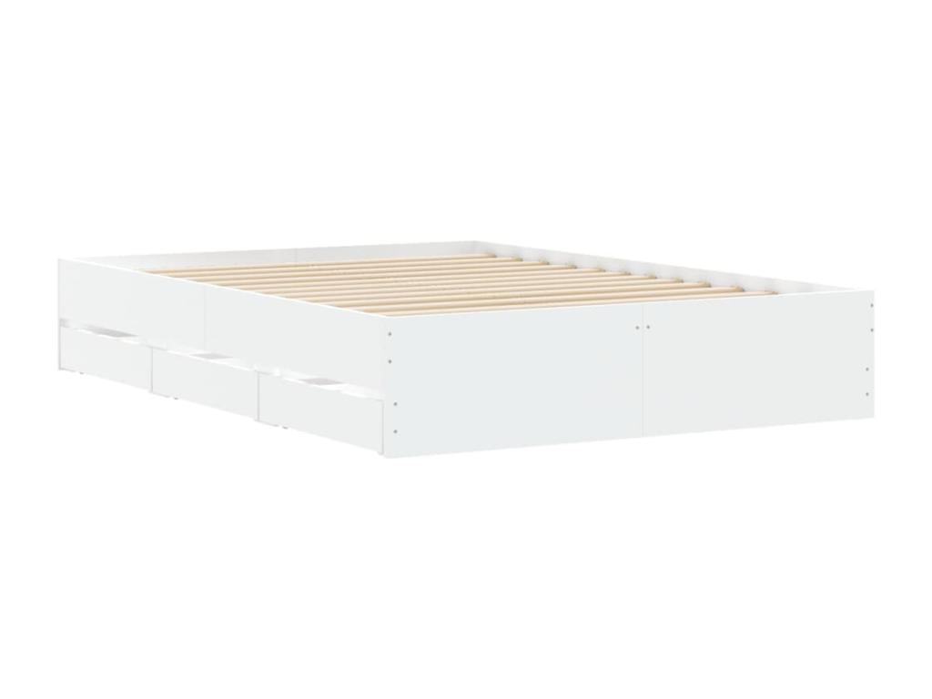 Bed frame with drawers, white, 135x190 cm, engineered wood, XQXL29501
