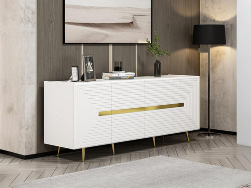 4-door MDF sideboard - White and gold - Domopure MORABITO AROQ09930