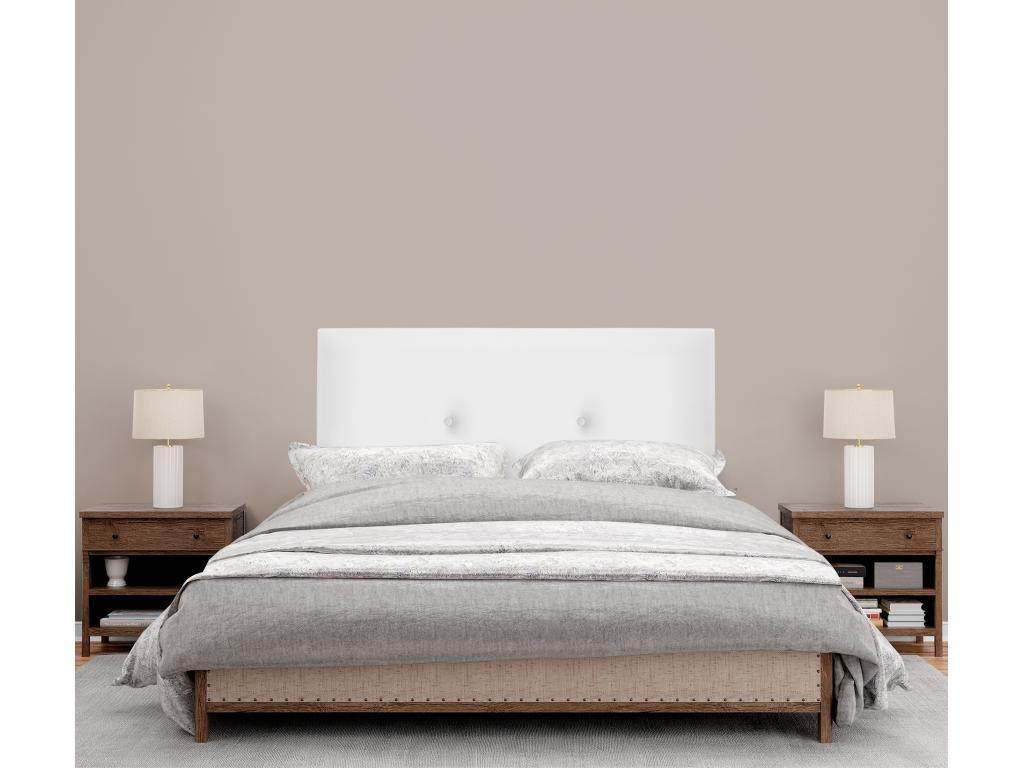 Decohaute Smooth Faux Leather Headboard with Buttons 110x105cm with Legs for 105cm Beds - White NHAB22759