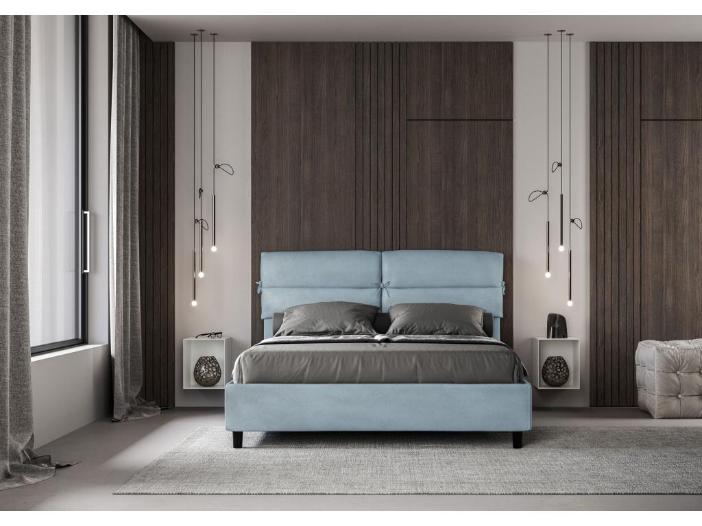 Chicyla NJOP81730 Upholstered Storage Bed 160x200cm Light Blue Microfiber