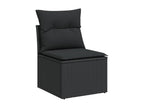 6-piece garden furniture set with cushions, black woven resin ETPA01349
