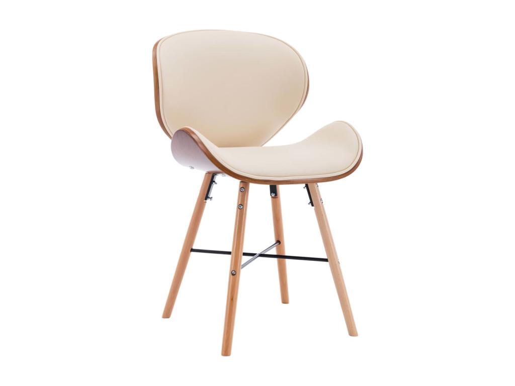 Chaise en bois foncé et simili cuir beige Domopure - Lot de 2 JKWT48313