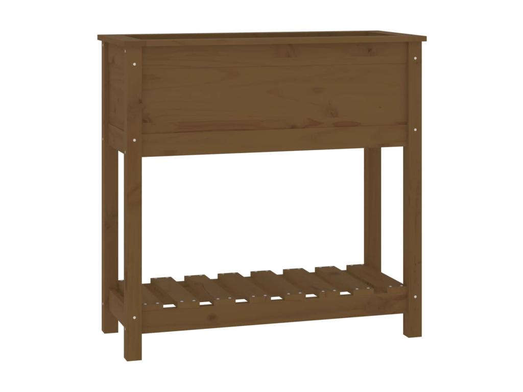 Planter with shelf, Honey brown, 82.5x34.5x81 cm, Pine wood, SYFA01208