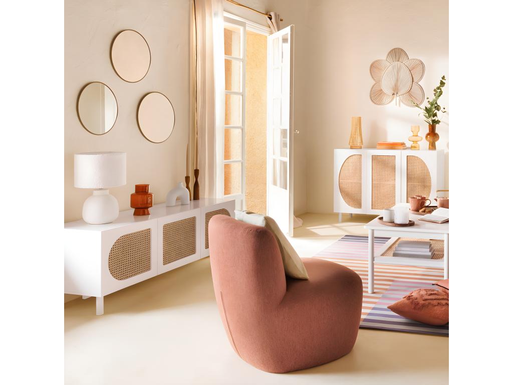 Meuble TV avec 3 portes de rangement en bois coloris blanc MABL99933