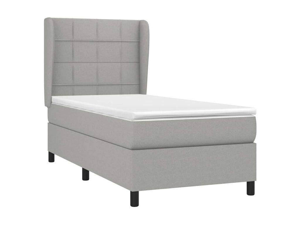 Sommier à Decohaute de lit avec matelas Gris clair 100x200 Tissu FDHA55424
