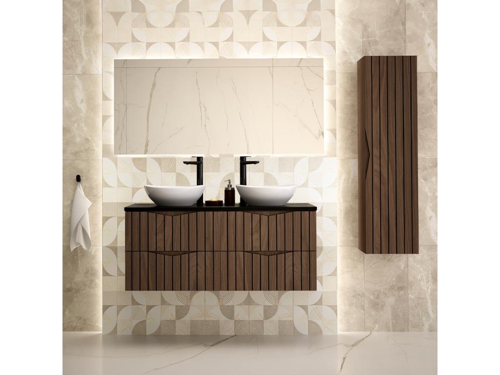 Domopure 120cm vanity unit with countertop, wood and black finish YRZT97308