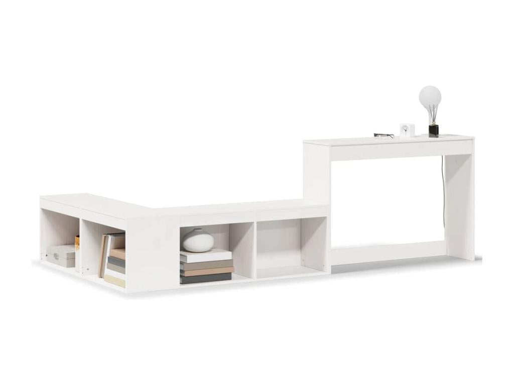 Table de chevet avec bureau blanc bois de pin massif RBZW22190