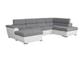 Domopure panoramic convertible sofa with 2 storage compartments in fabric and faux leather - White/Grey - W320.5 x D188 x H76cm - Domopure DCWC00633
