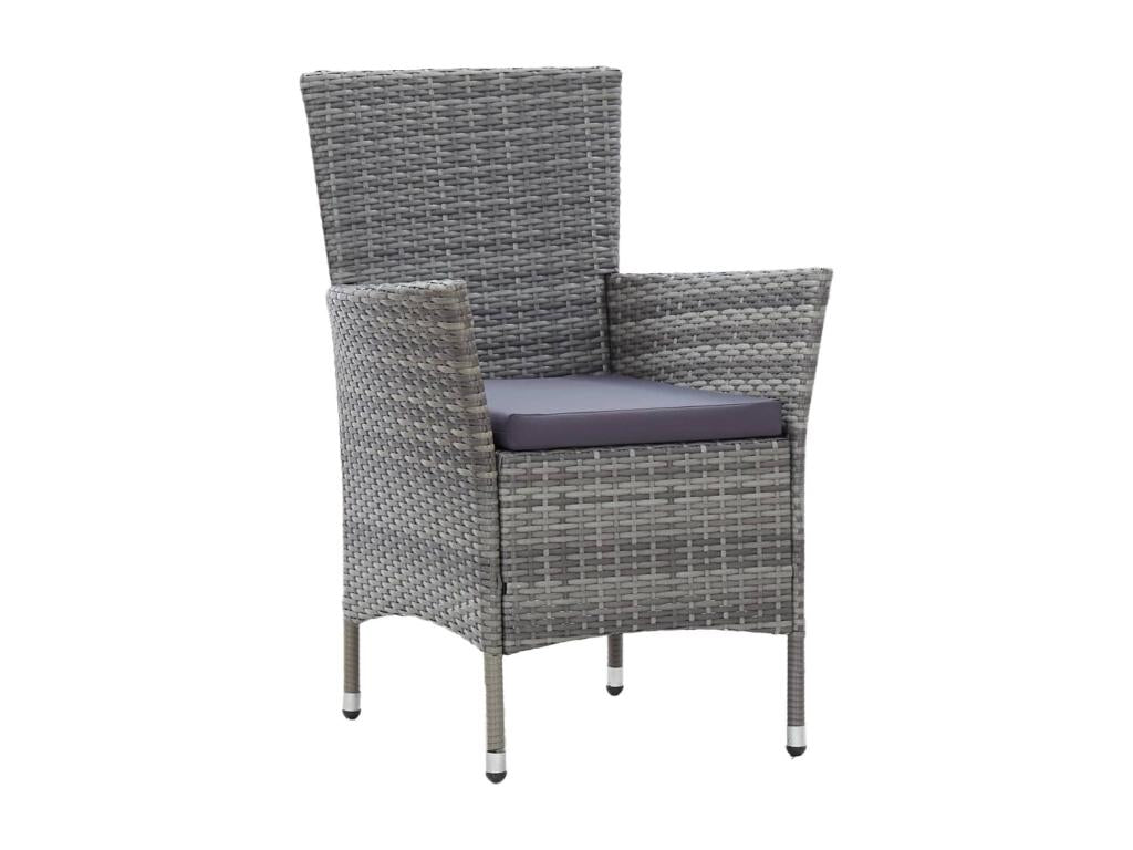 7-piece outdoor dining set with cushions, woven resin, grey YYME04938