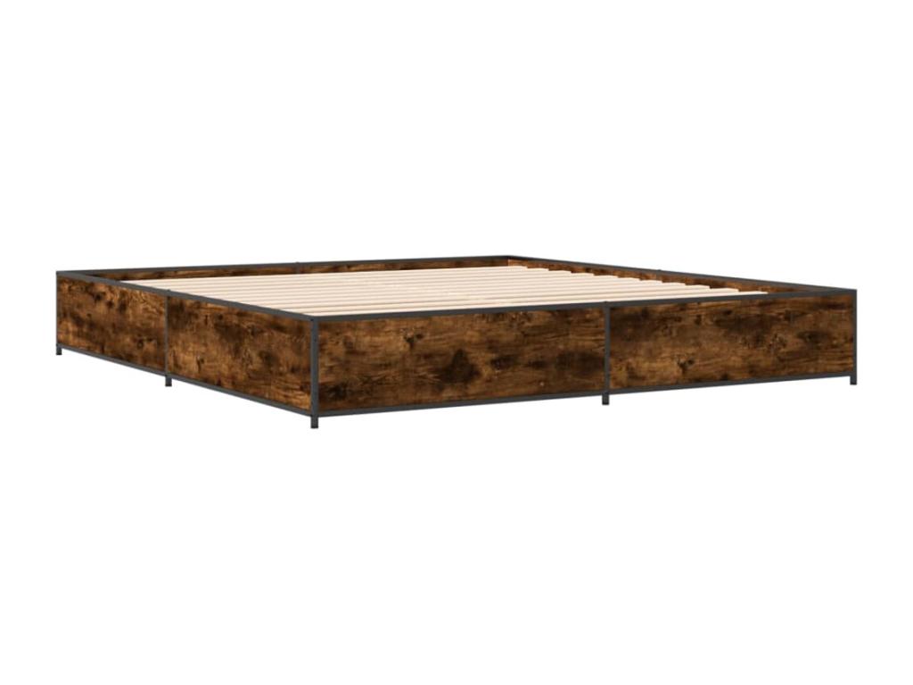 Bed frame without mattress, smoked oak, 200x200 cm, FTNP34412