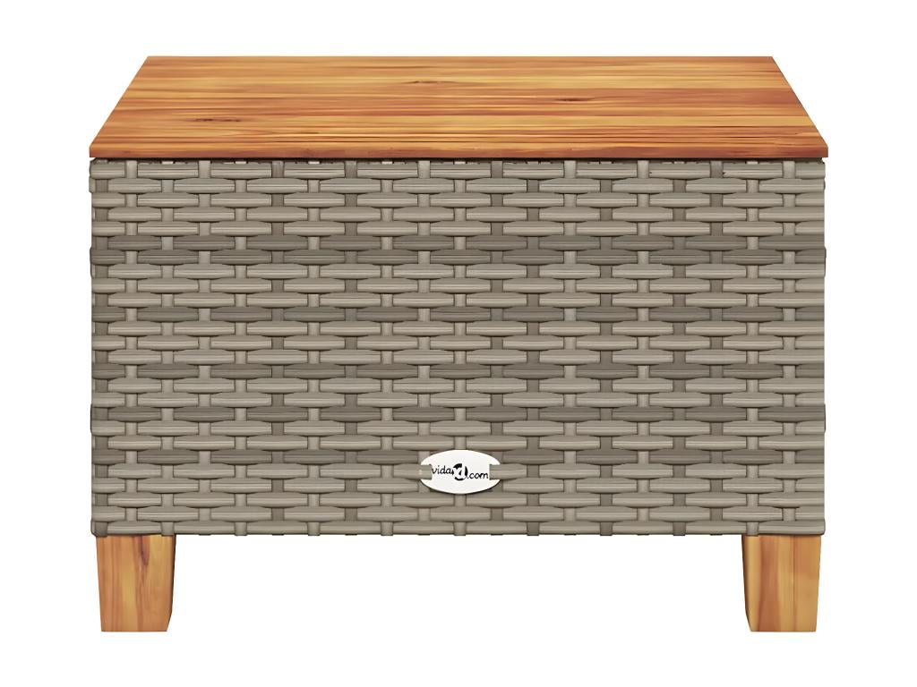 Domopure Premium - Grey garden table 55x55x36 cm woven resin and wood Domopure QGOJ44616