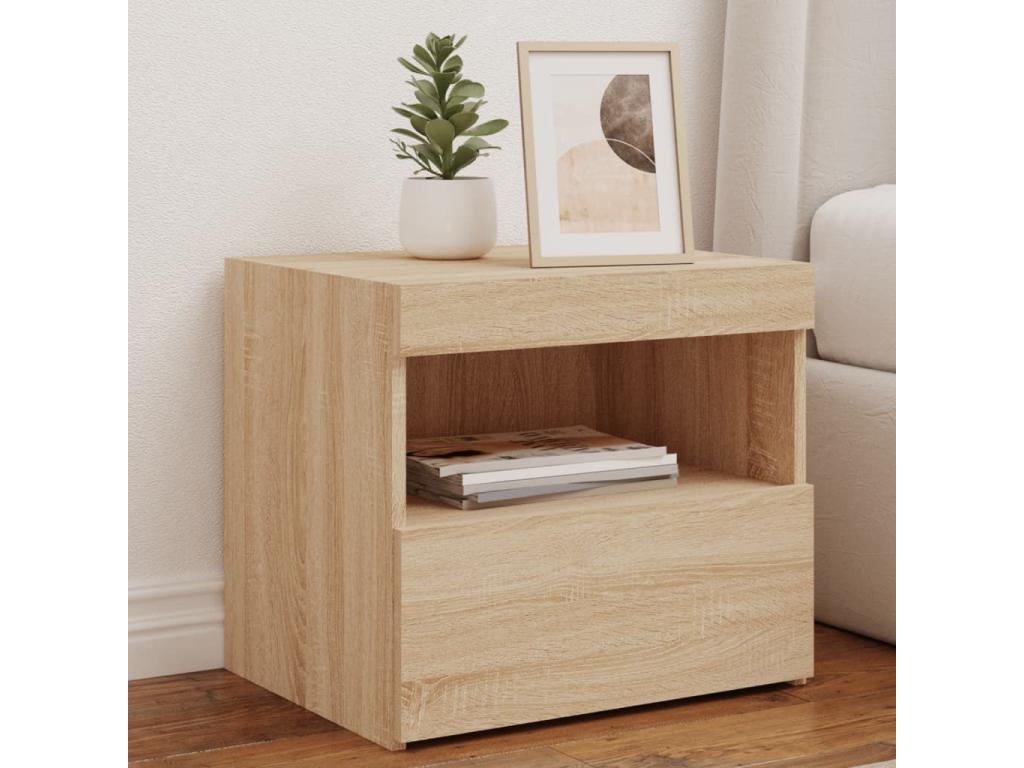 Table de chevet avec Decohauteères LED chêne Decohaute 50x40x45 cm OQBS50539