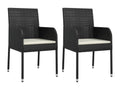 7-Piece Garden Dining Set with Cushions, Black Wicker Resin VGHJ01502