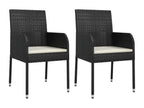 7-Piece Garden Dining Set with Cushions, Black Wicker Resin VGHJ01502