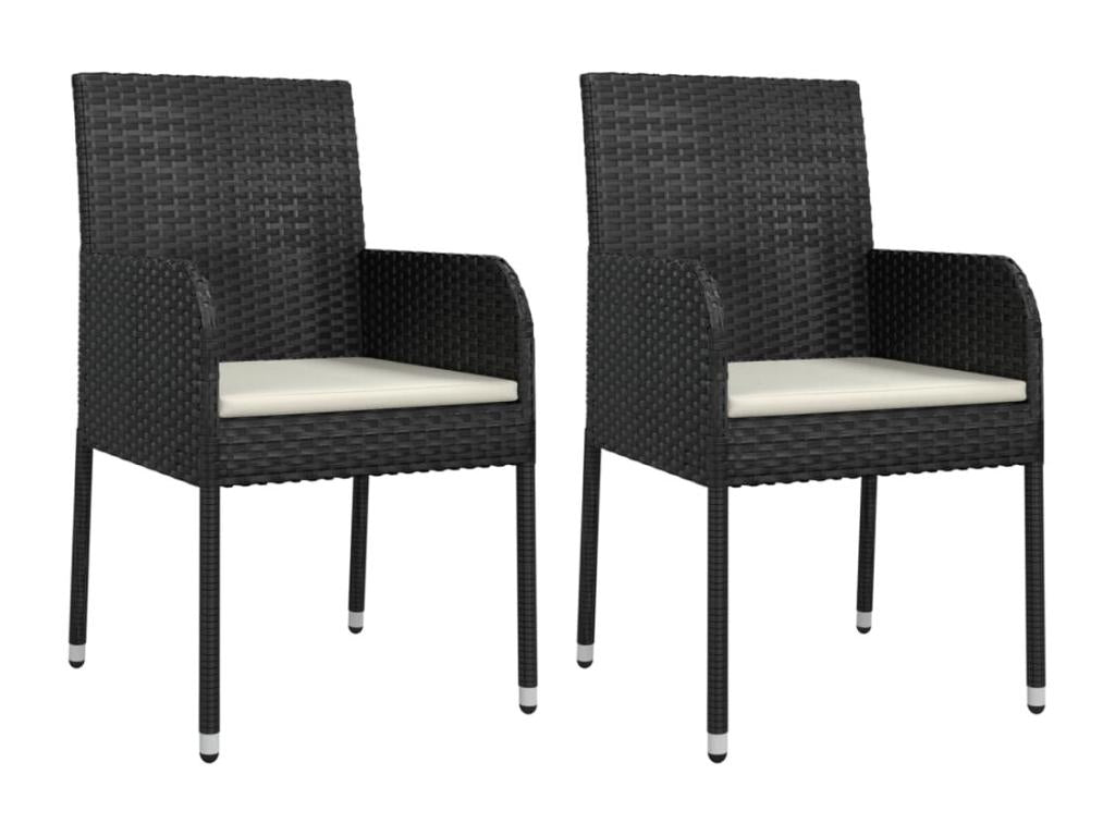 7-Piece Garden Dining Set with Cushions, Black Wicker Resin VGHJ01502