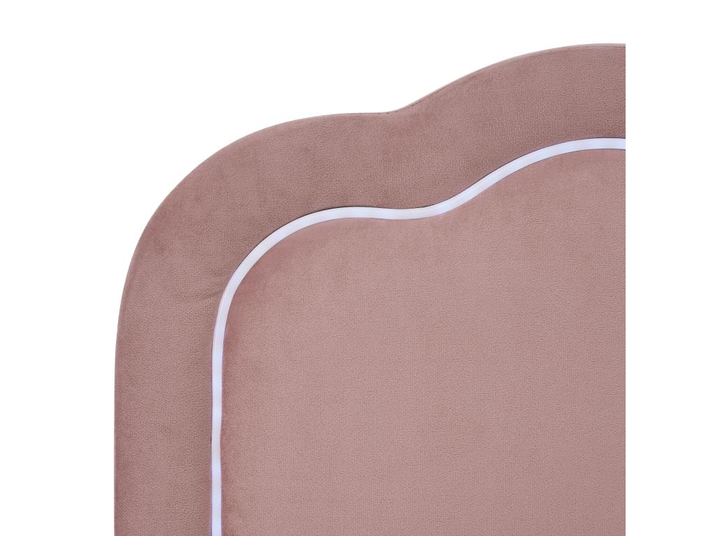 Lit capitonné 90x200 cm avec tête de lit réglable pour chambre à coucher - LEDs - velours - rose AOXB28995