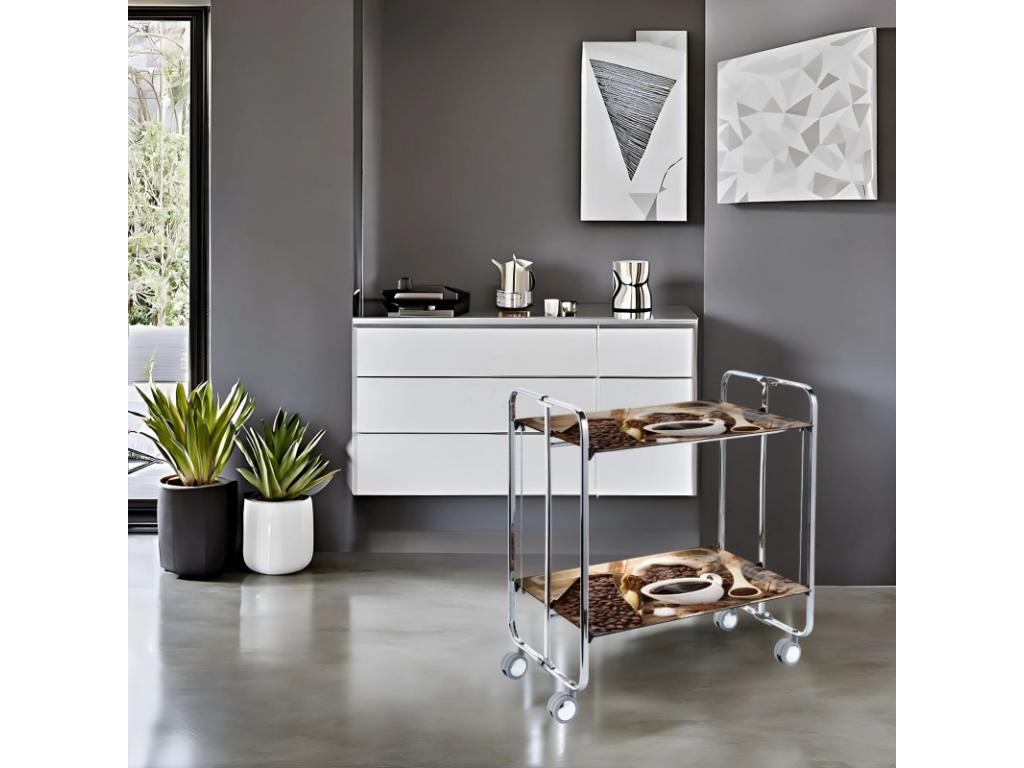Table roulante pliante Domopure 2plateaux châssis chromé BRKK72475
