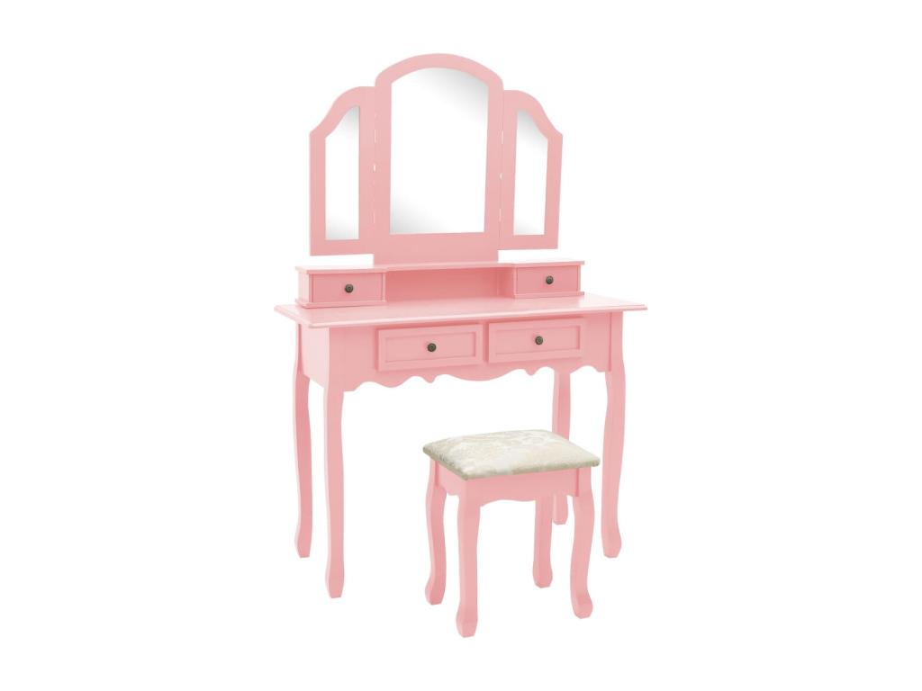 Dressing table and stool set, Rose, 100x40x146 cm, Paulownia wood, AILN16624