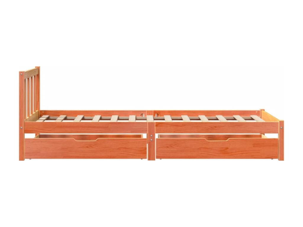 Bed frame without mattress, brown wax finish, 100x200cm, solid pine wood, NQUD86106