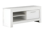 Decohaute - Meuble TV 1 Porte L112cm Laqué Blanc Brillant JTFV90670