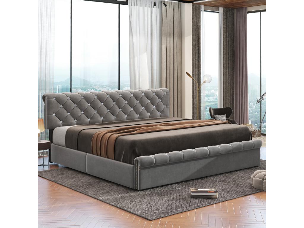 Storage bed for teenagers - grey 180x200 with slatted base and headboard by Chicyla - Chicyla CBIY95923