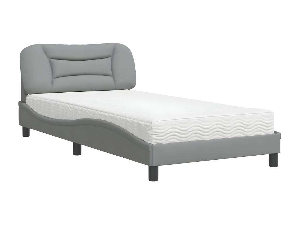 Bed with light grey mattress 100x200 cm fabric CQSG35242