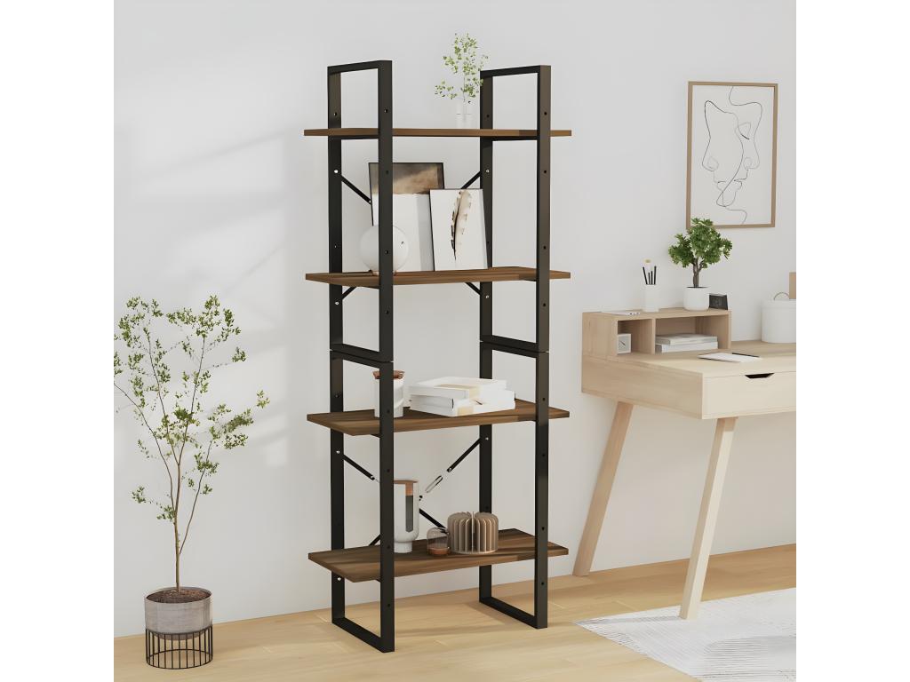 Bibliothèque 4 niveaux Chêne brun 60x30x140cm Bois d'ingénierie CKAN08326