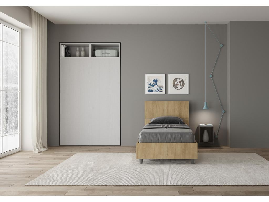 Domopure Wooden Bed with Slanted Headboard - Light Brown - 80x200 CRJJ52292