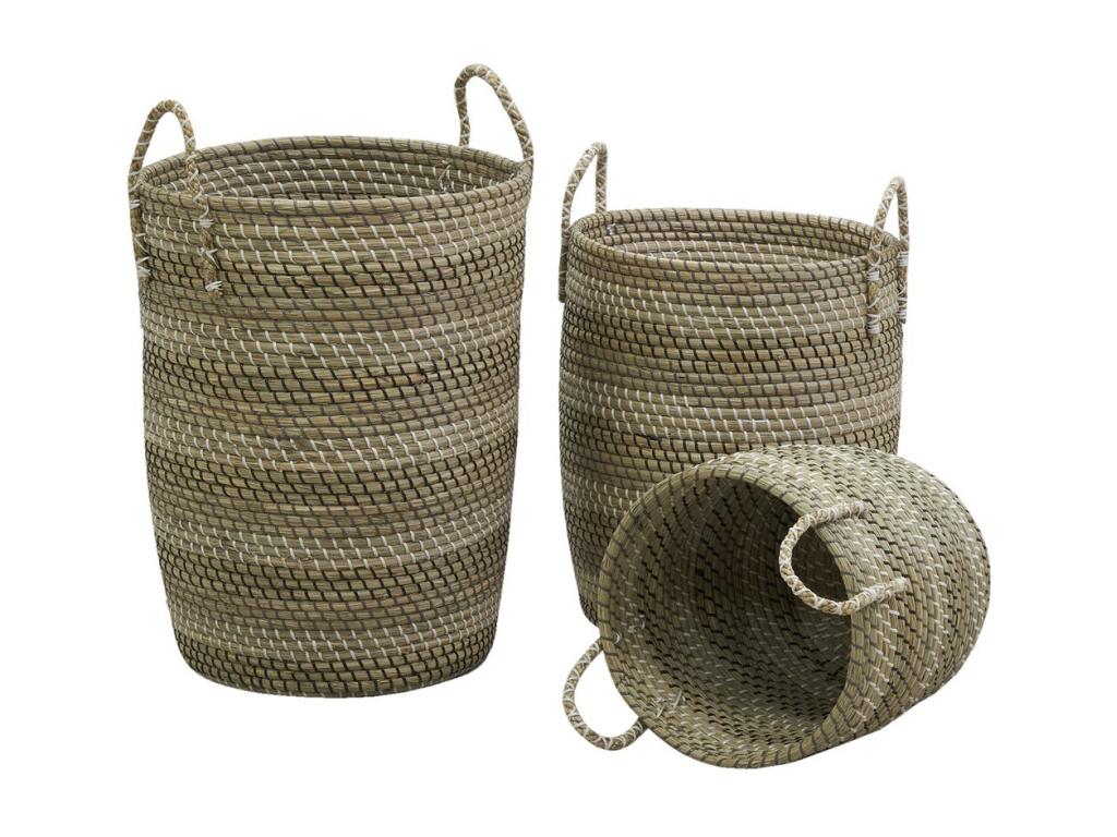 Paniers à linge tressés en jonc de mer Lot de 3 ASHV29880