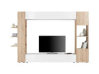 Living room furniture set with storage, Decohaute collection, white lacquer/light oak JVUG32405